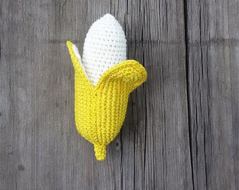 Organic Baby Rattle Teething Toy Baby gift Crochet Banana Rattle Baby shower gift Newborn baby gift Baby toy Baby Teether for New baby gift