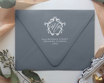 Monogram Crest Return Address Stamp