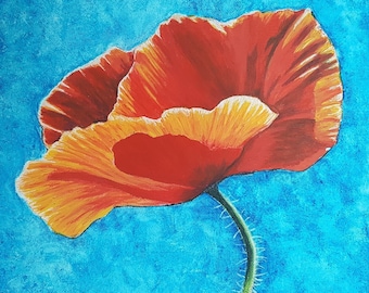Red Poppy Original Acrylic Painting