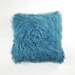 Tibetan Lamb Fur Pillow 18" Square Teal