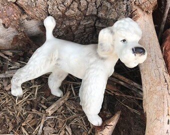 Vintage French Poodle Dog, White Poodle, Japan, Fine Ceramic, Figurine, Gift