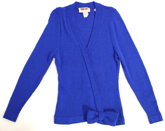 Vintage Women's Clothing • 1980’s Marni Knits • Royal Blue Wool Sweater • Bow Detailing •