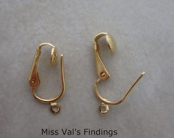 12 earclips findings gold plated pierced look clip on