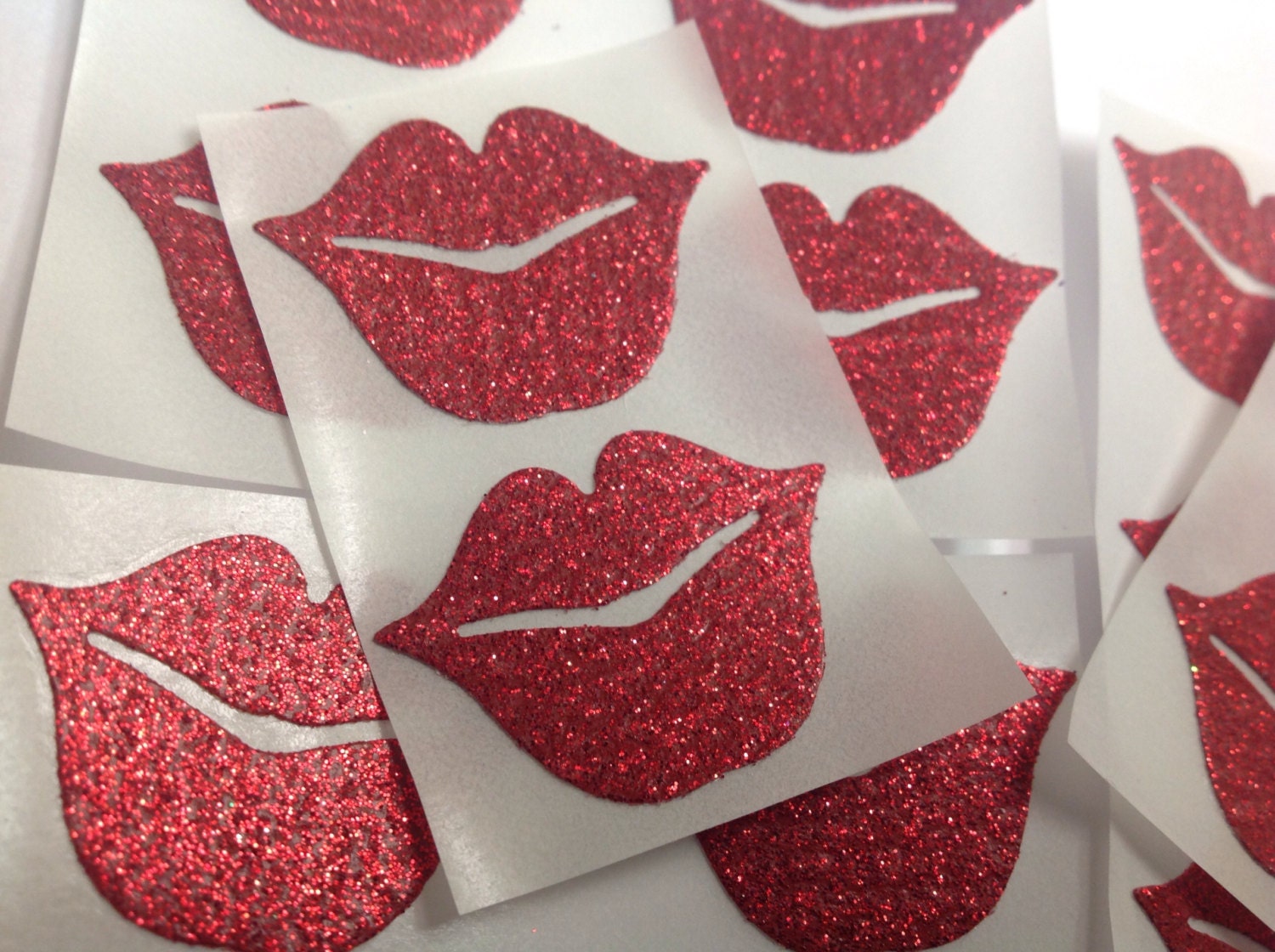 Red Glitter Lip Stickers 15 pc