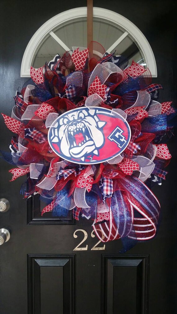 large mesh wreath fresno state bulldogs university college