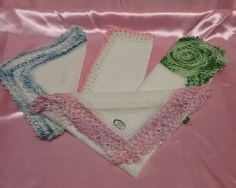 4 Crocheted edge Irish Linens