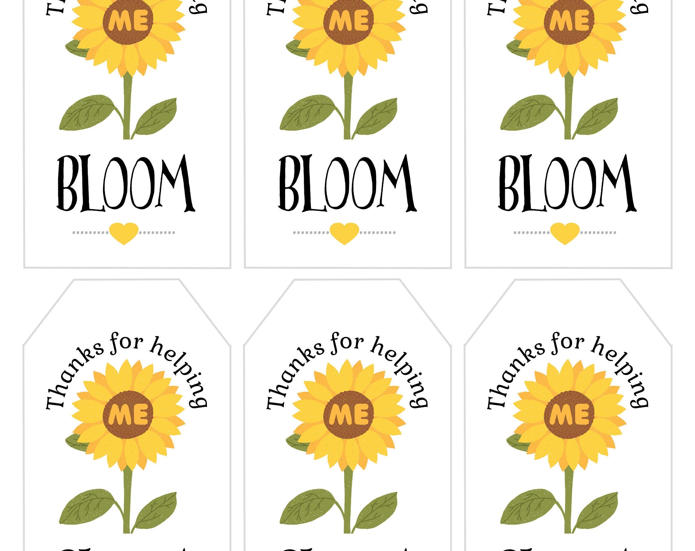Sunflower plant gift tag, Teacher Appreciation, SunFlowers, ME, sunflower gift tag, Teacher Gift