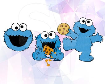 SVG Sesame Street Cookie Monster LAYERED DXF Cut Files Cricut Designs Silhouette Cameo Party Decorations Decal Scrapbooking Tshirt Transfer