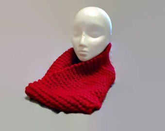 Chunky Red Cowl Scarf