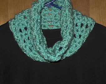 Aqua Crocheted Neckwarmer Cowl