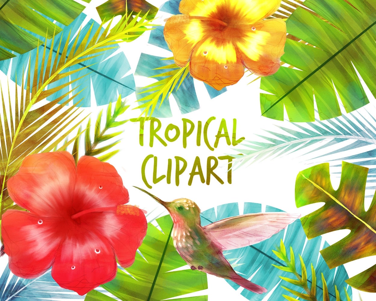 Tropical Clipart Tropical Clip art Tropical Flowers for