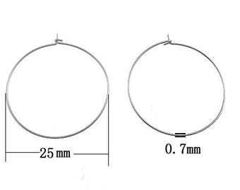 25 pairs 25mm Stainless Steel Wire Hoop Earring 22 Gauge