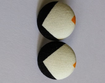 Orange and Black Geometric Earrings