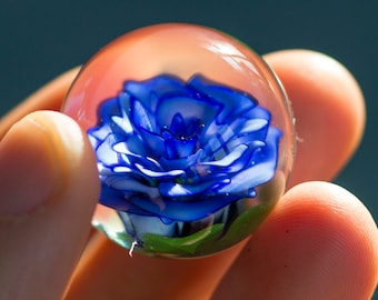 Glass Flower Marbles - Lampwork Marble - Art Glass Marble - Blown Glass Marble - Mothers Day Gift Idea - Mothers Day Glass Flower