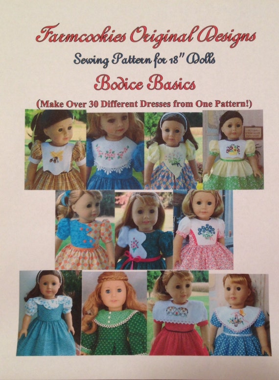 Xl PRINTED SEWING PATTERN / Bodice Basics for American Girl or other 18" Dolls / Make 30 Dress from 1 Pattern!