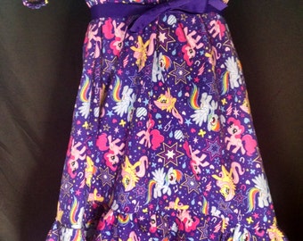 ABDL/Little/Sissy Ruffled peasant dress- My little pony cutie power toss purple fabric