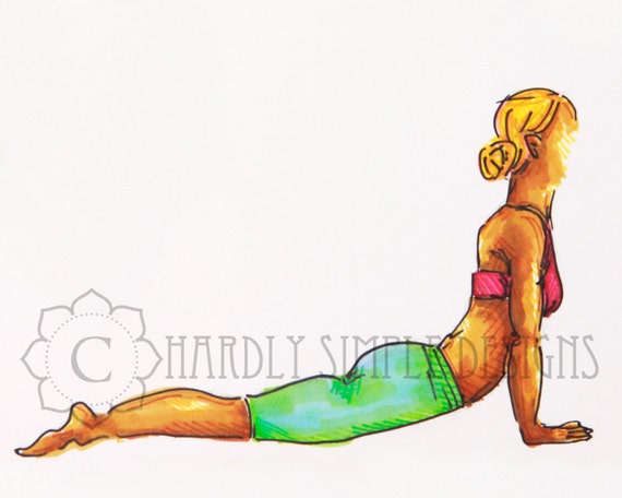 Items similar to Small Yoga Drawing Giclee Art Print Woman in Yoga 