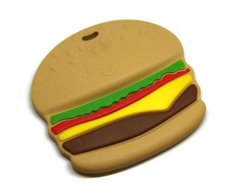 Hamburger BPA free silicone teething ring