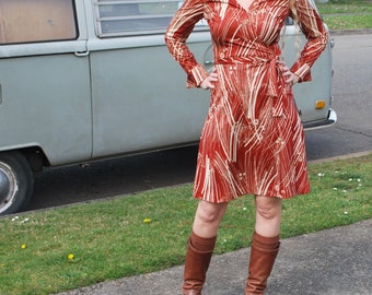 Vintage Polyester Retro Wrap Dress