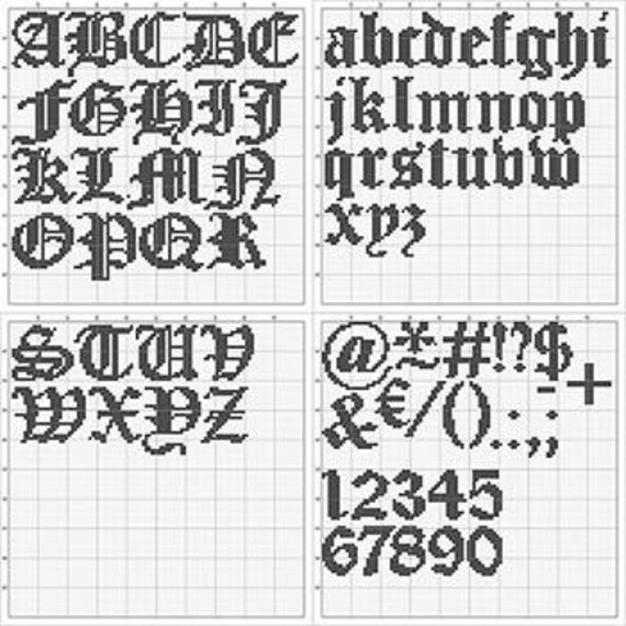 Cross stitch font GOTHIC FONT ABC modern xstitch alphabet