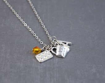 Baking Necklace - Bakers Necklace - Kitchen Jewelry - Personalized Necklace - Silver Initial Necklace - Food Necklace - Mixer Jewelry