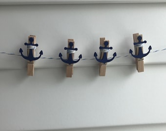 Blue Anchor clothes pin baby shower Ahoy its a boy hanging decoration party
