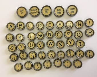 Your Choice Antique Typewriter Keys Jewelry Supplies LC Smith Authentic Vintage Yellow