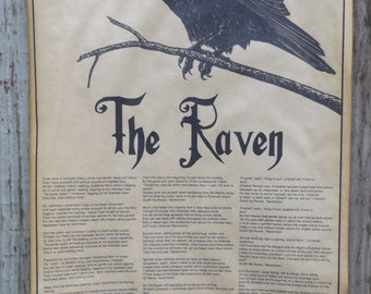The Raven by Edgar Allan Poe, poster, halloween decor, 11x17