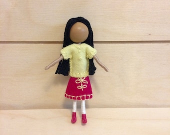 Blossom - Waldorf doll - Dollhouse doll - Miniature doll - Bendy doll - Faceless doll - Pocket doll - Montessori toy