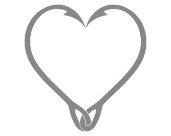 Fish Hook Heart SVG