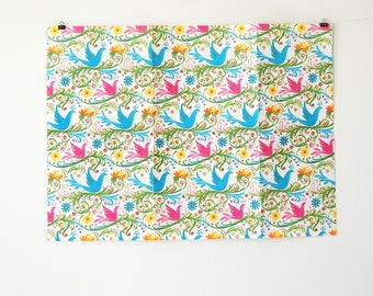 Vintage Wrapping Paper - Vintage Gift Wrap - Vintage Paper with Birds and Flowers - Vintage Gift Wrapping