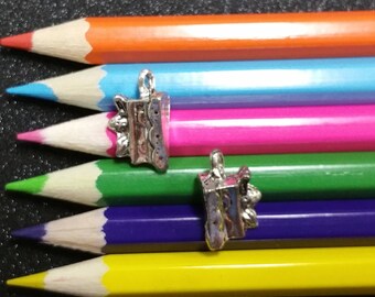 10 PCS - Pie Food Cake Silver Charm Pendant C0165