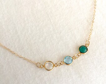 Family Birthstone Necklace, Mother's Jewellery, Mother's Day, Mom Necklace,Personalized Necklace, Gold Filled Necklace, Silver Chain