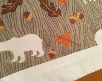 Table runner, fall table runner, deer, bears, leaves, acorns