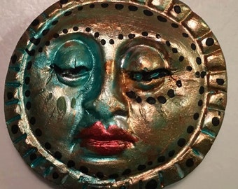 clay face moon jewelry craft supplies mask handmade spirit woman blue mask polymer findings doll parts head mask