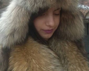 Super MODERN!New,natural,Real Raccoon and leather Fur hat!