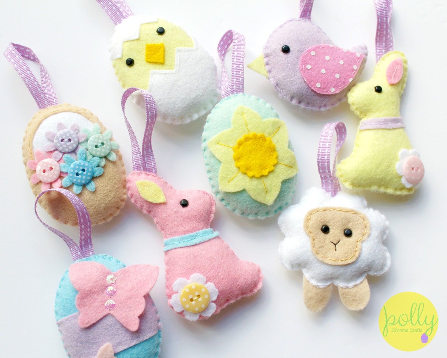 PDF instructions for felt Easter decoration set. Instructions