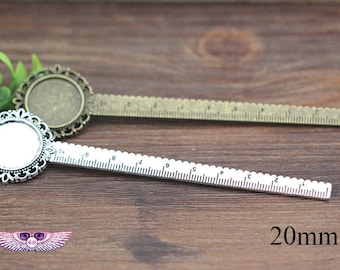 Blank Ruler - 20mm Rule BookMark Blank - Round Gass Pendant Base-Teacher's Book Marks - 10PCS- Rule Blanks