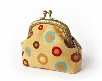 Brown Coin Purse Colored Circles, Made to order