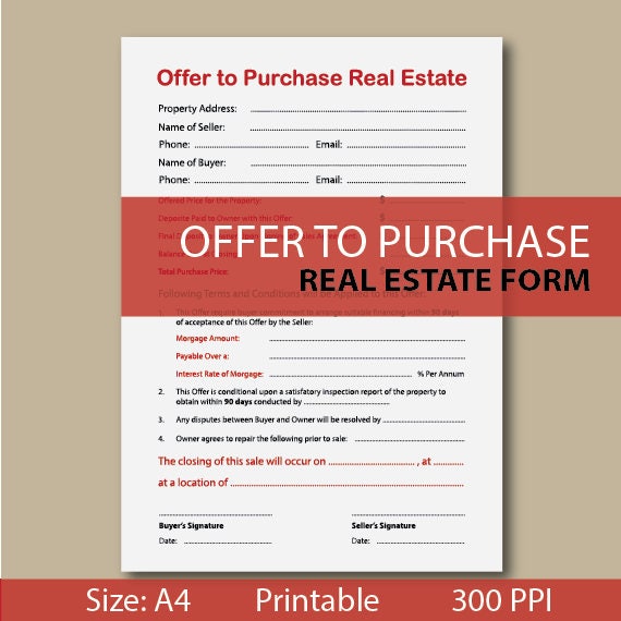 Offer to Purchase Real Estate Form Real Estate offer to