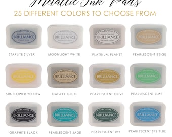 Brilliance Metallic Archival Ink Pads | Pigment Ink Pad | Rubber Stamp Pad | 25 Colors to Choose From