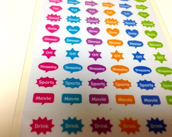 Planner stickers, Filofax,hobonichi,midair,tiny stickers,Erin Condren,S 24