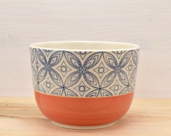 Bowl coral coffee - blue stars