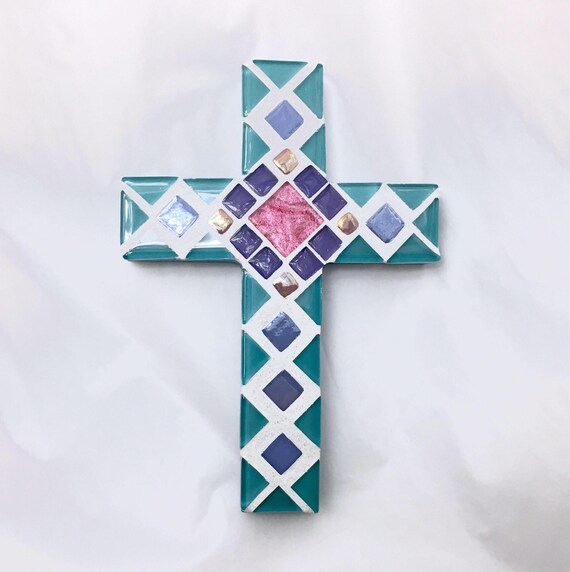 Girl Wall Cross Gift for Goddaughter Baptism Gift Girl Aqua