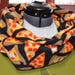Warm Flannel Infinity Scarf with Tossed Pepperoni Pizza Slices Print on Black Background