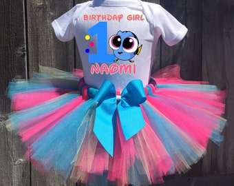 Dory Birthday Outfit, Dory First Birthday Outfit, Custom Dory Birthday Tutu Set, Personalized Dory Birthday Shirt, Dory Birthday Tutu