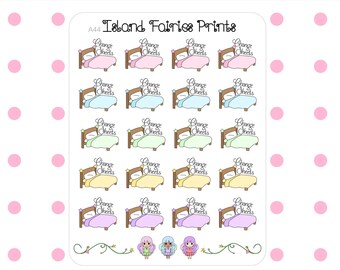 Change Bed Sheets Clean Hand Drawn Planner Stickers A44