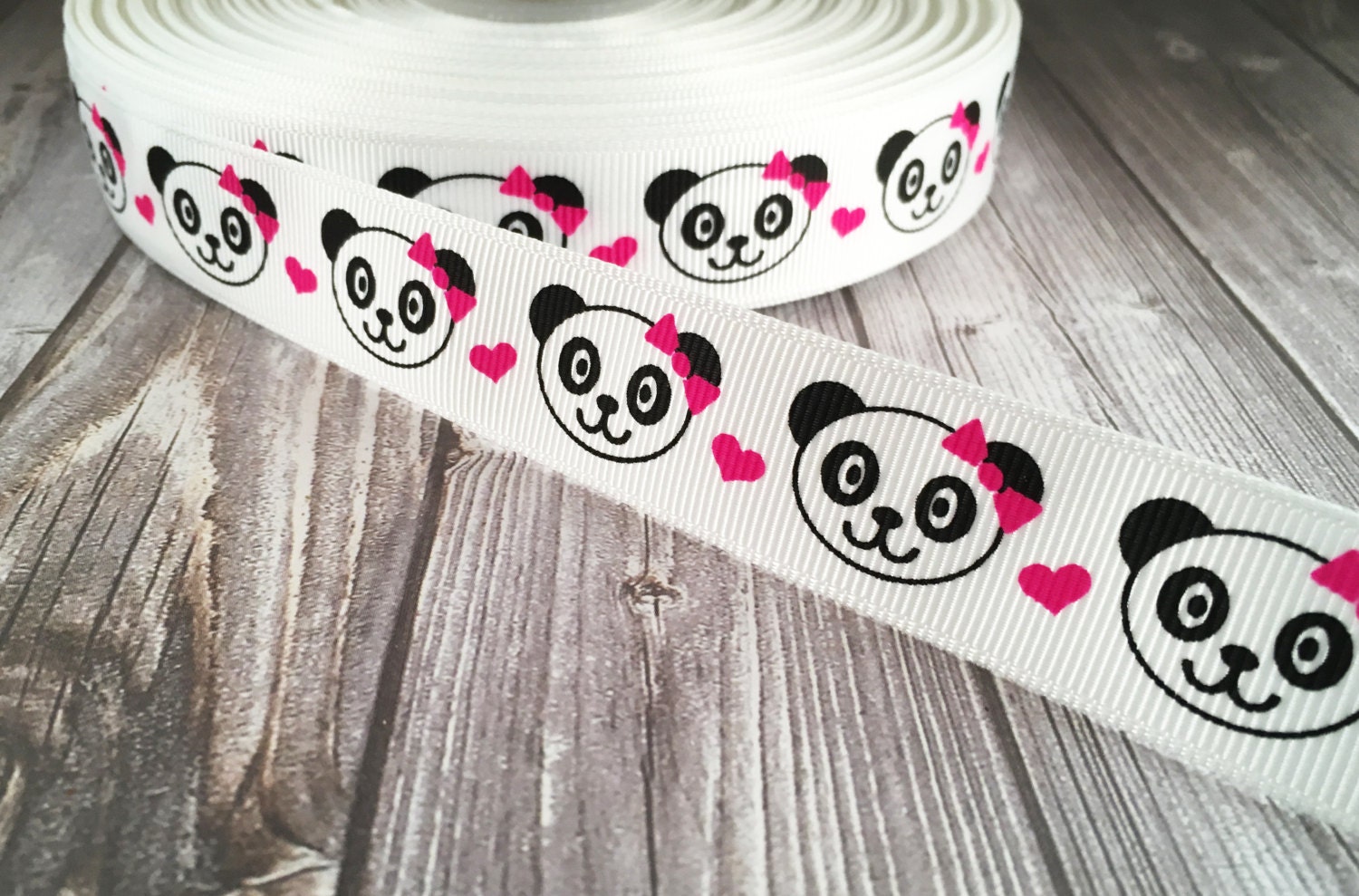 Panda ribbon Panda bear grosgrain Animal ribbon
