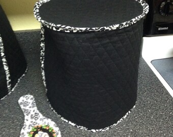 Black and White Crock Pot Cover or Utensil Cover Quilted Fabric Small Appliance Cover Ready to Ship Next Business Day