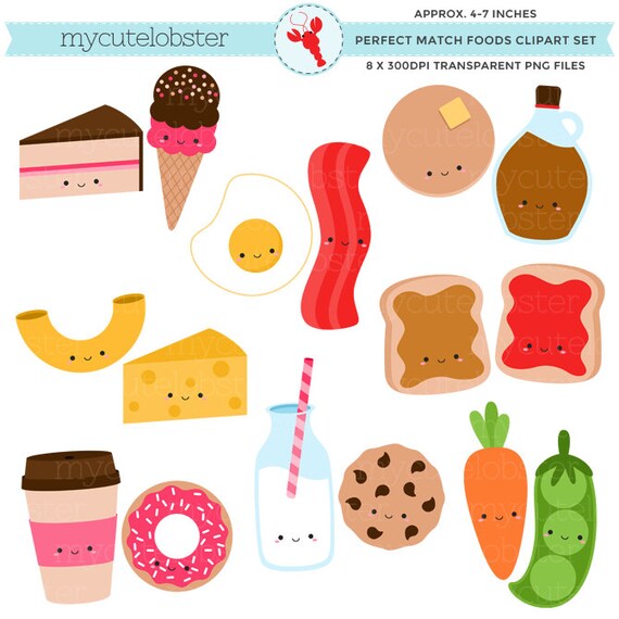Perfect Match Foods Clipart Set friendship clip art set